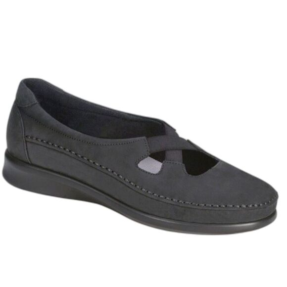 SAS Chrissy Gray Brushed Leather Slip-On Comfort Flat Loafer Size 9.5M - Picture 1 of 9